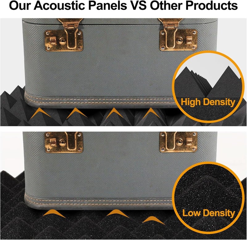 Dmsky 24 Pack Sound Proof Foam Panels Studio Acoustic Foam Panels,1" X 12" X 12"Soundproof Wall Panels,Fire-Proofed Pyramid Soundproofing Wedges,Acoustic Treatment Foam for Home -Black - Image 5